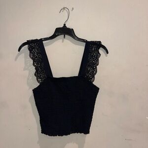 Express Black Lace Strap Crop Tank Top
